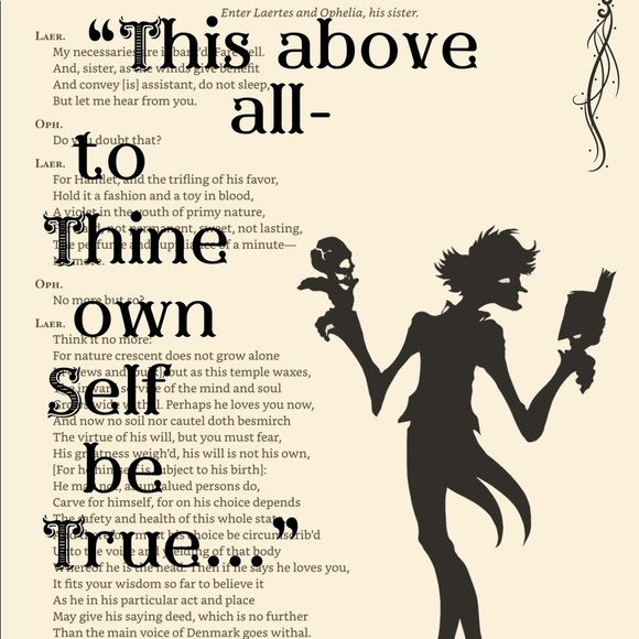 Shakespeare Wall Art, Shakespeare Print, Hamlet Wall Art, Hamlet Print, Book - Picture 2 of 5